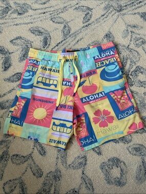 Men’s Surf Society Aloha Hawaii Multicolor Board Shorts - Size Medium